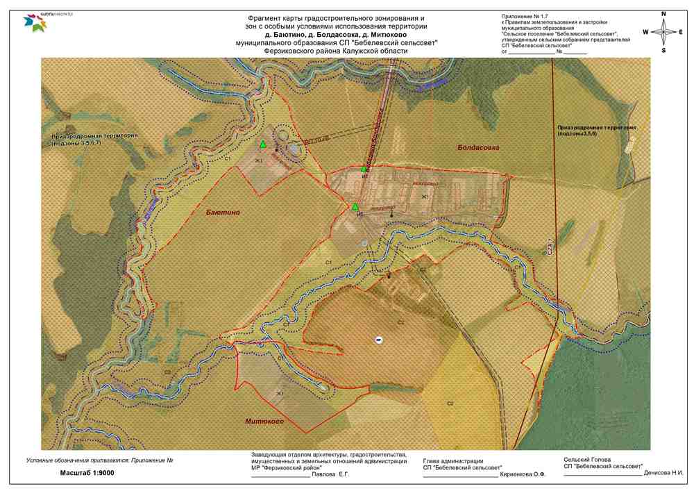 Карта градостроительного зонирования д. Баютино, Болдасовка,Митюково