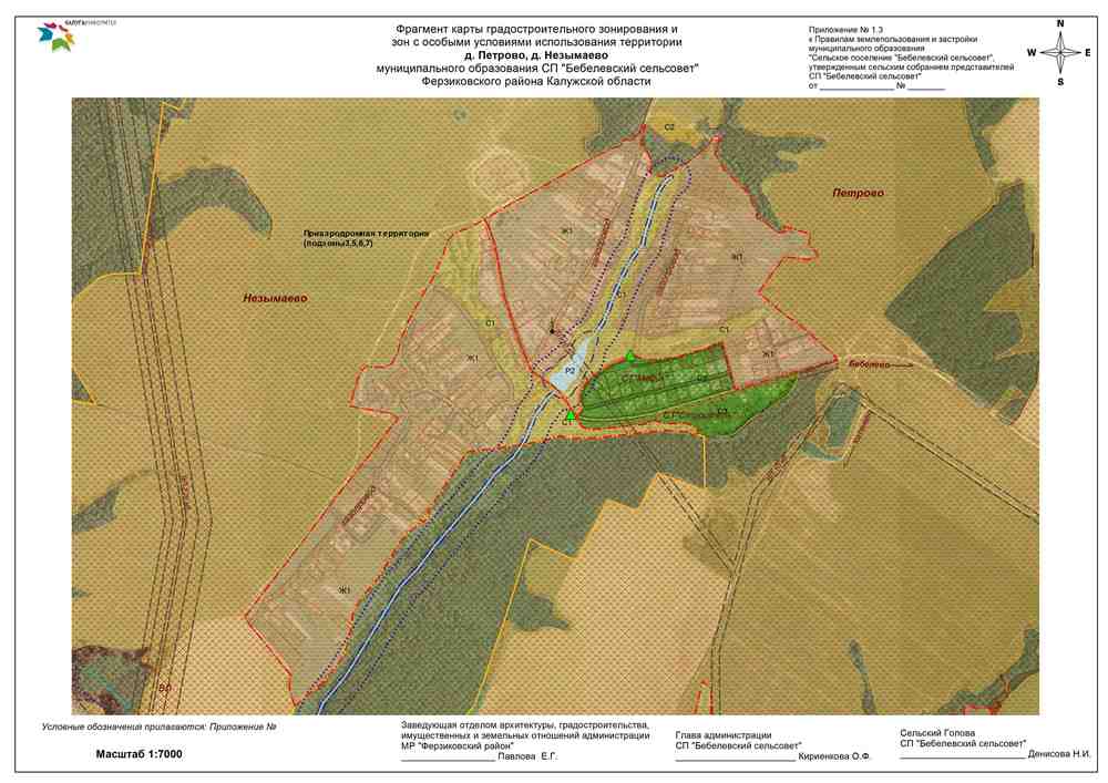 Карта градостроительного зонирования д. Петрово, Незымаево