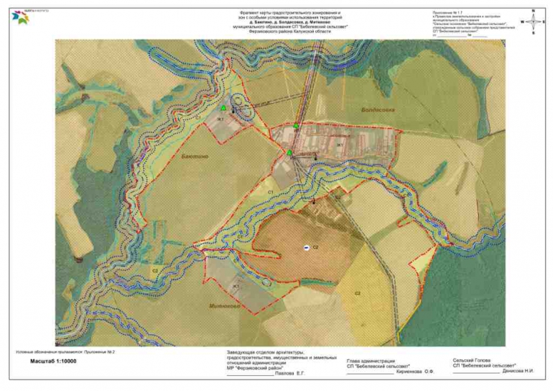 Градостроительного зонирования и зон с особыми условиями использования территорий д.Баютино, д.Болдасовка, д.Митюково муниципального образования СП "Бебелевский сельсовет" Ферзиковского района Калужской области